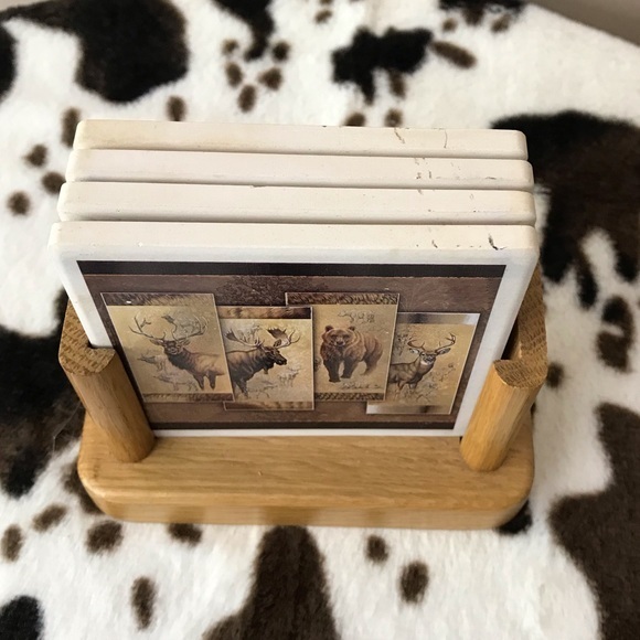 Vintage Rustic 5-Pc Coaster Set, Used - Picture 3 of 8